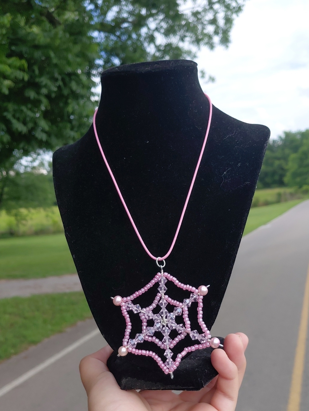 Handcrafted Beaded Spiderweb Necklace